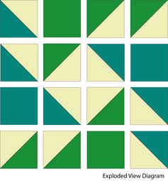 Exploded view of the Jeweled Pine Tree block